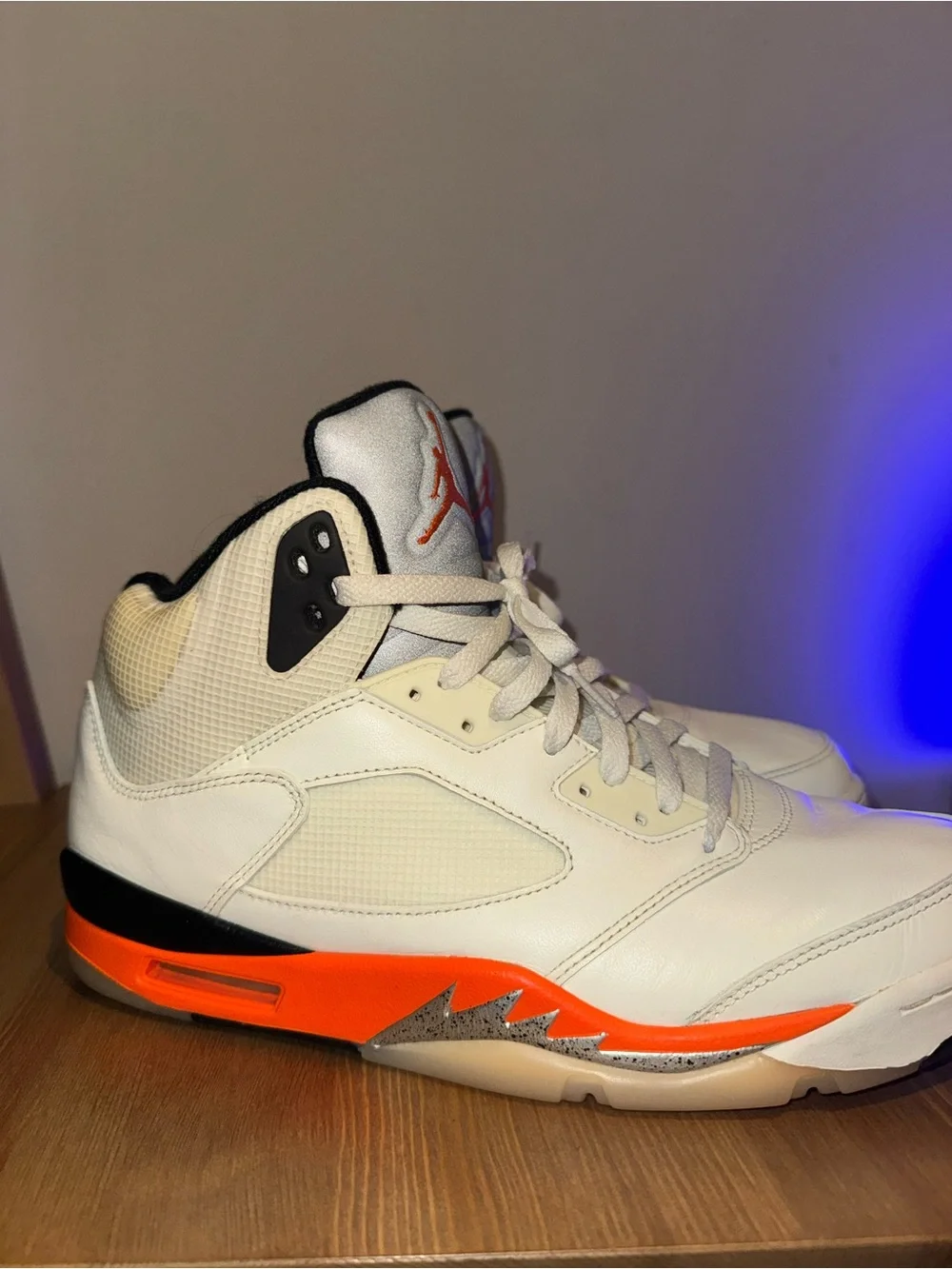 Air-Jordan White and Orange Basketball Sneakers